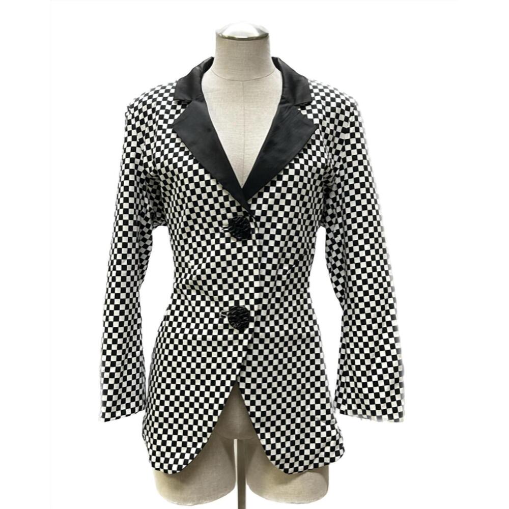 NEW AN REN check print blazer in black/white
